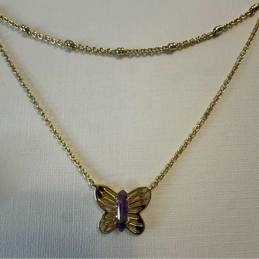 New Kendra Scott Butterfly Multi-Strand Necklace - Lilac/Abalone
